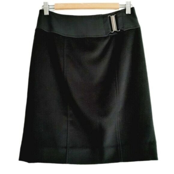 CARLISLE Wool Cashmere Blend Knee Length Pencil Skirt Black Sz 4 - Picture 1 of 8